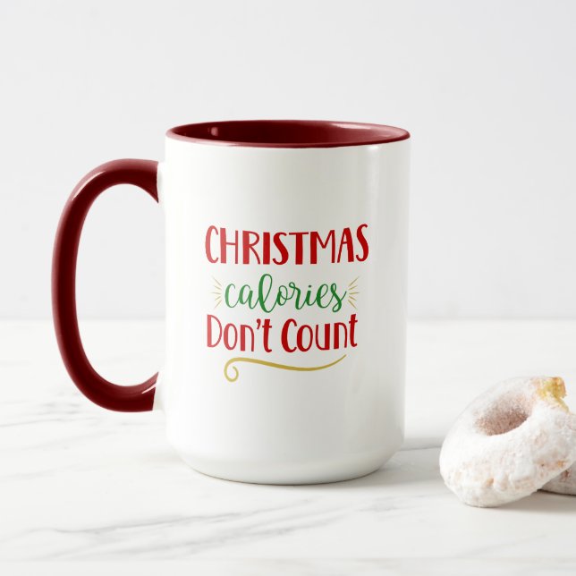 Caneca Calorias de Natal não contam, Natal engraçado (Com Donut)