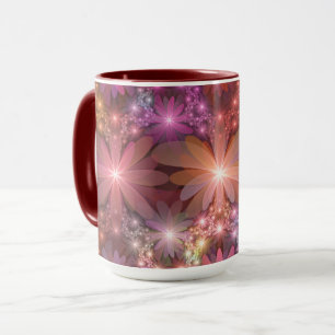 Caneca Cama De Flores Arte Fractal Abstrato brilhante Col