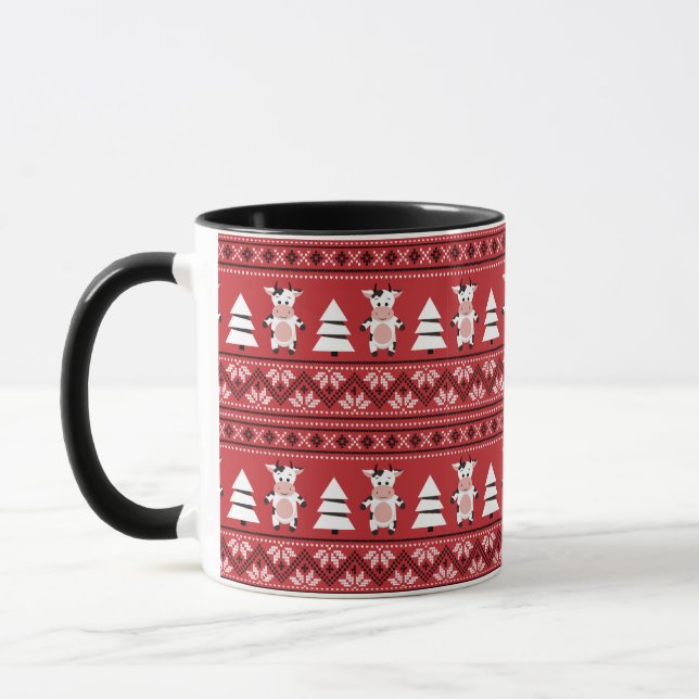 Caneca Cama de Vaca Bonita de Natal (Esquerda)