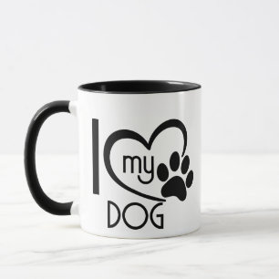Caneca Cama "Eu Amo Meu Cachorro", Cachorro De Coração De