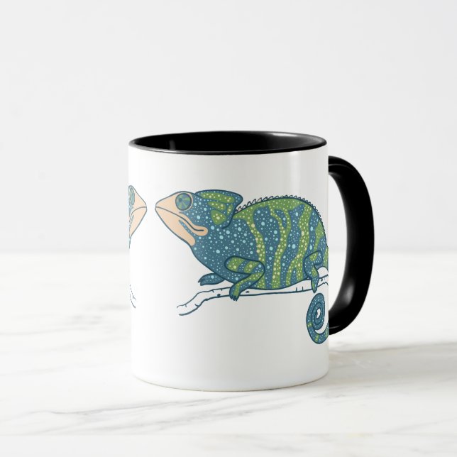 Caneca Camaleão Azul e Verde  (Frente Esquerda)