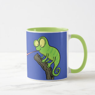Caneca Camaleão bonito pegando um desenho de inseto