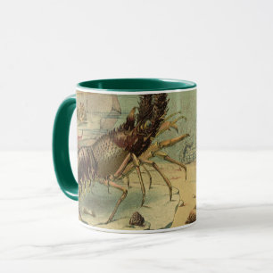 Caneca Camarão De Vida Submarino, Animais Do Oceano Vinta