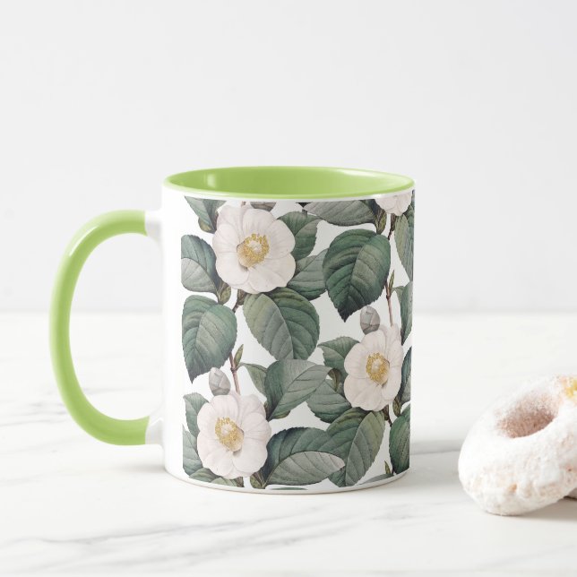 Caneca Camellia Florals Em Branco (Com Donut)
