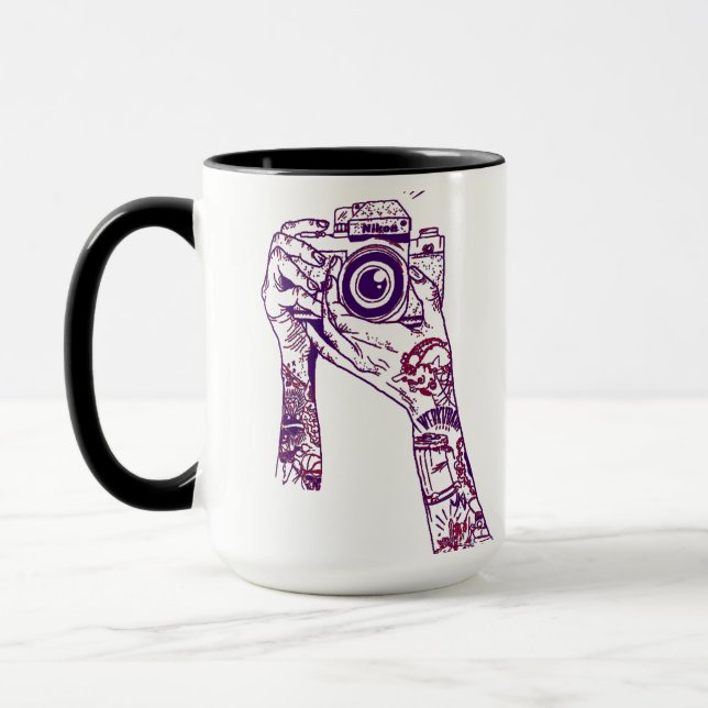 Caneca Câmera Antiga & Tatuagens (Esquerda)