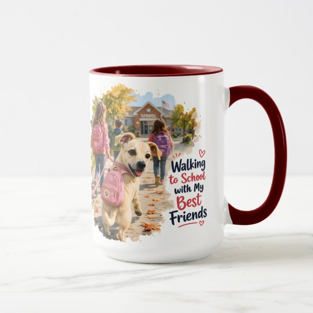 Caneca Caminhando para a Escola com Meus Melhores Amigos (Direita)