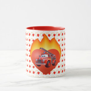 Caneca Caminhão de bombeiros fofo dia dos namorados