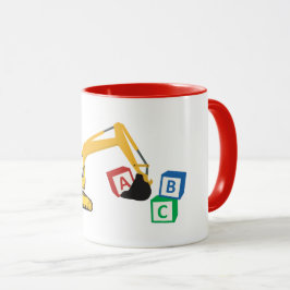 Caneca Caminhão de Construção Escavadeira ABC