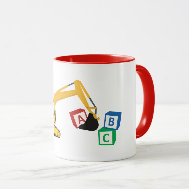 Caneca Caminhão de Construção Escavadeira ABC (Frente Esquerda)