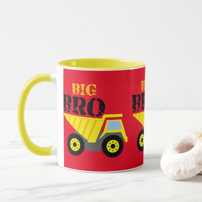 Caneca Caminhão de descarga amarelo da Big Bro Constructi (Com Donut)
