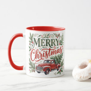 Caneca Caminhão de Natal com Letreiro Manual Tradicional
