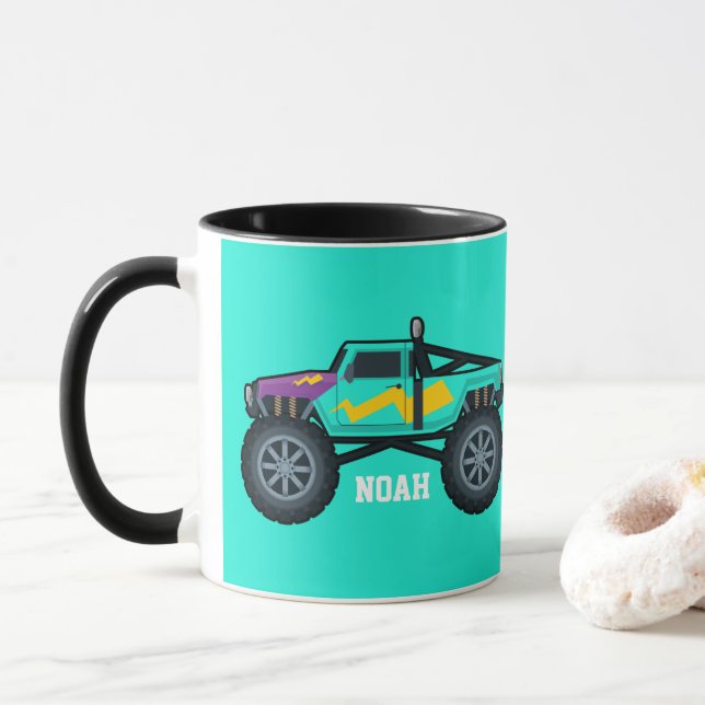 Caneca Caminhão Monstro da Corrida, para Meninos e Menina (Com Donut)