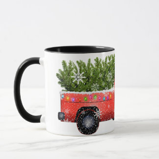 Caneca Caminhão Vermelho Vintage com o desenho da árvore