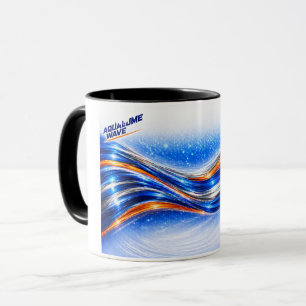 Caneca Camisa Aqualume Wave – Fluxo Abstrato Laranja Azul
