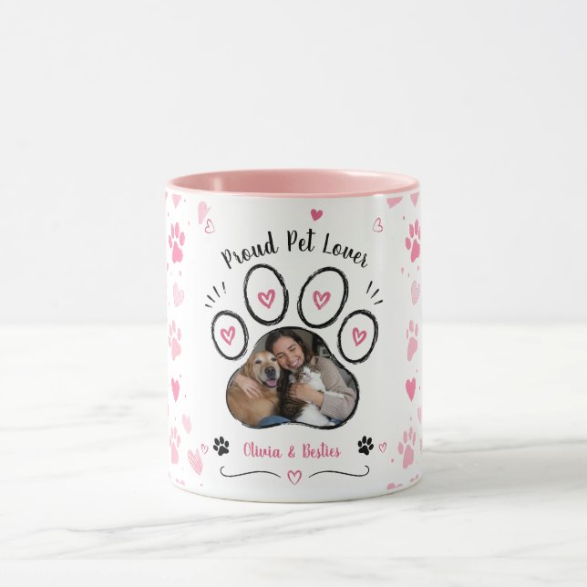 Caneca Camisa com Foto & Nome de Pet Personalizado Cachor (Centro)