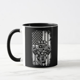 Caneca Camisa de Pistão de Carro Musculoso Vintage Bandei