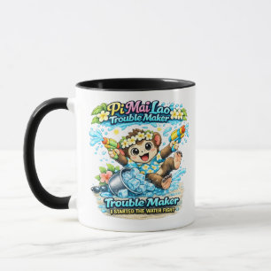 Caneca Camisa engraçada de luta com água Pi Mai Lao Troub