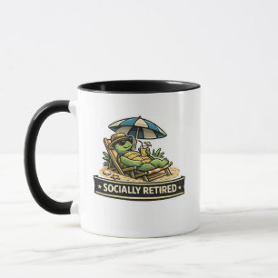 Caneca Camisa engraçada de tartaruga socialmente aposenta