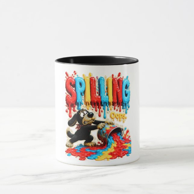 Caneca Camisa engraçada Derramando Acontece (Centro)
