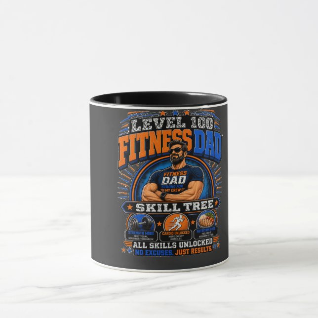 Caneca Camisa Level 100 Fitness Dad – Skill Tree Gym Dad  (Centro)
