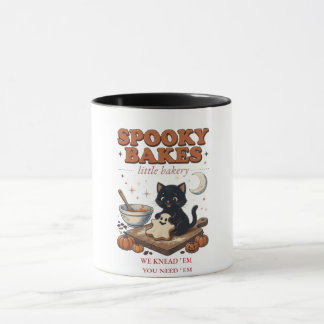 Caneca Camisa Spooky Bakes, Camiseta Preto do Gato de Hal