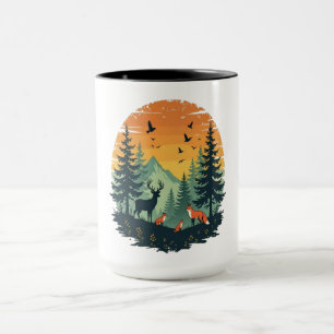 Caneca Camisa-T da Floresta Vintage da Natureza das Árvor