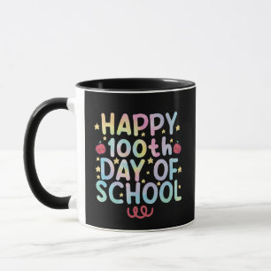 Caneca Camisa Tie Dye Feliz 100º Dia De Aula Professor Al