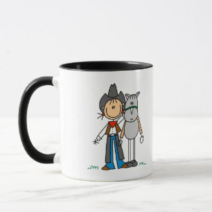 Caneca Camisas de Cowgirl com Cavalo em Figuras de Palito