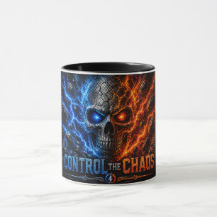 Caneca Camiseta 3D Caveira Fogo vs Gelo –