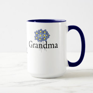 Caneca Camiseta Avó Flor Azul Bonita