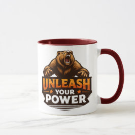 Caneca Camiseta de Motivação Força do Urso Rugindo