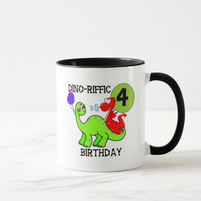 Caneca Camiseta e presentes do aniversário do dinossauro (Direita)