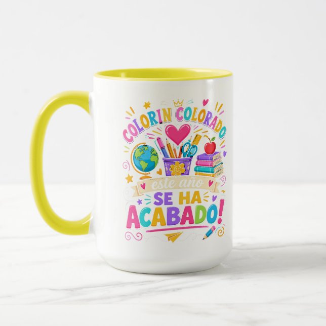 Caneca Camiseta Fim de Ano Escolar Professor de Espanhol  (Esquerda)