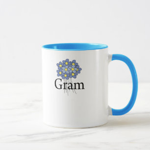 Caneca Camiseta Gram Flor Azul Bonita