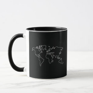 Caneca Camiseta Minimalista Mapa Mundial Globo Viagem Via