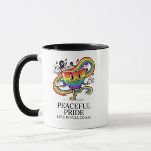 Caneca Camiseta Retro Copa de Café Arco-Íris Orgulho Pací