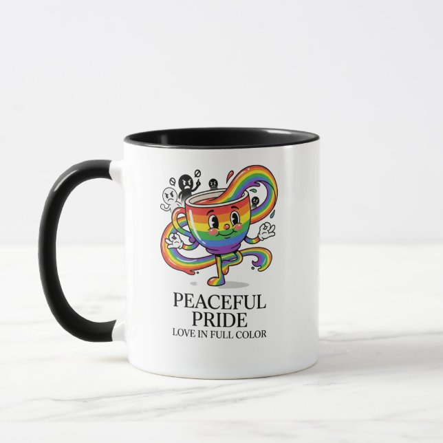 Caneca Camiseta Retro Copa de Café Arco-Íris Orgulho Pací (Esquerda)