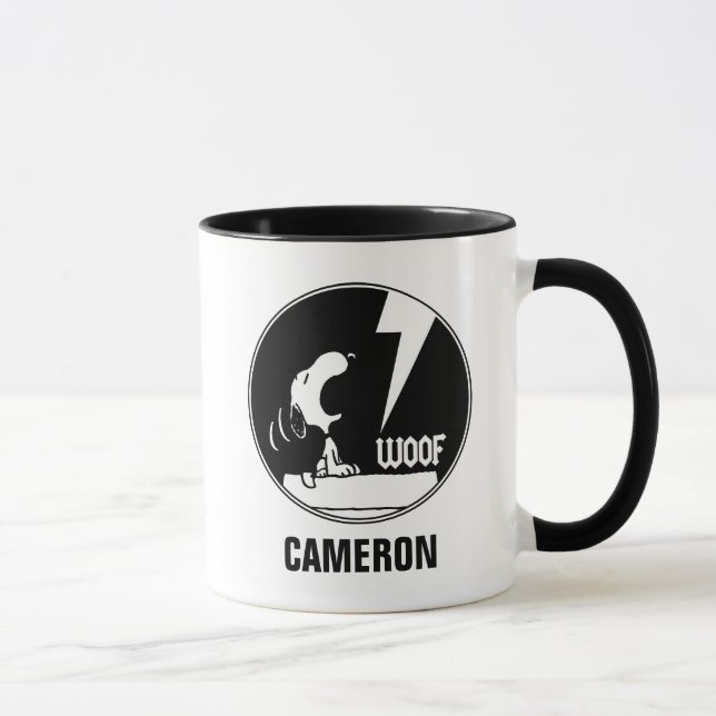 Caneca Camisetas Rock | Snoopy Howling | Adicione seu nom (Direita)