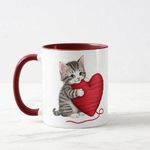 Caneca Camisola Coração de Gatinho, Gatinho com Coração d