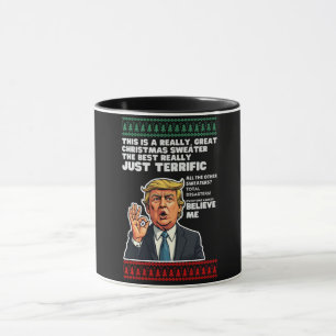 Caneca Camisola feia de Natal engraçada paródia Donald Tr