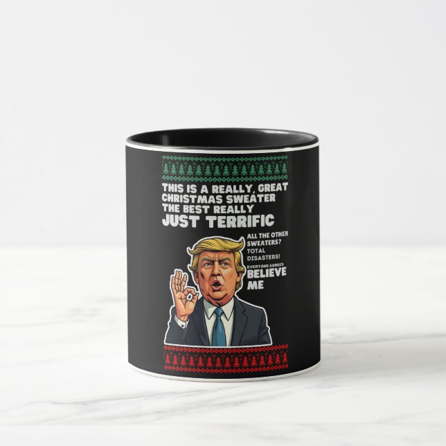 Caneca Camisola feia de Natal engraçada paródia Donald Tr (Centro)