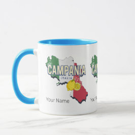 Caneca Campania Itália - Região Retro Mapa Vintage Souven