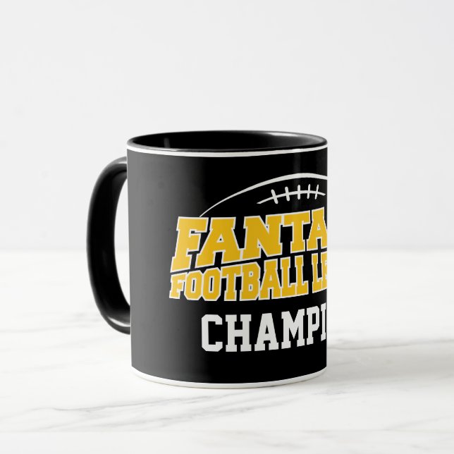Caneca Campeão de Futebol da Fantasia - Dourado Negro e A (Frente Esquerda)