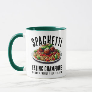 Caneca Campeões da Família Reunião Engraçada Comendo Espa