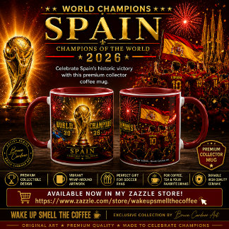 Caneca Campeões Mundiais Espanha 2026 Café Colecionável