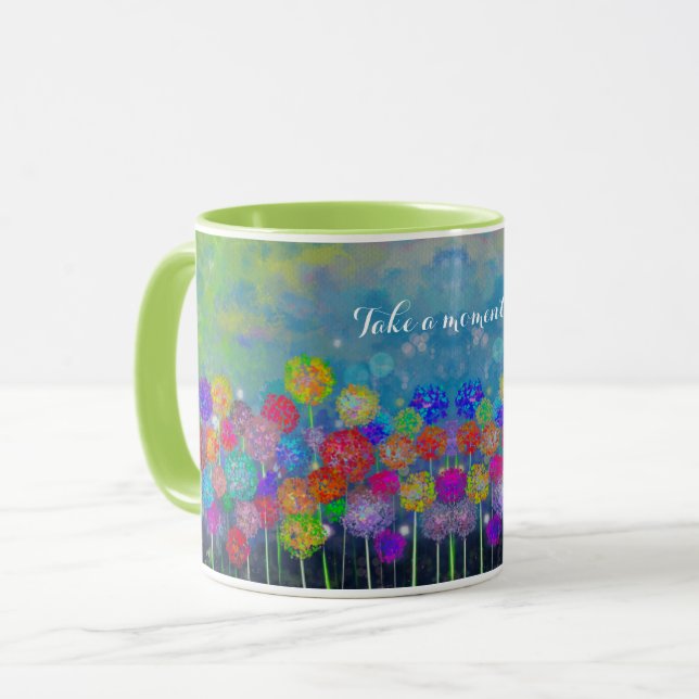 Caneca campo abstrato impressionista de flores (Frente Esquerda)