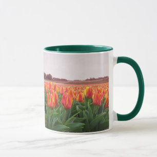 Caneca Campo de flor da tulipa & moinho de vento