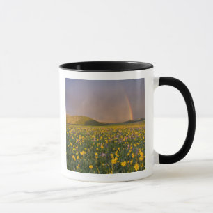 Caneca Campo de flores silvestres espetacular ao nascer d