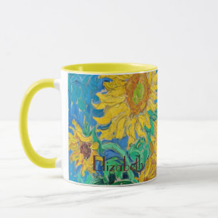 Caneca Campo de Girassóis Vermelho Laranja Amarelo Azul V