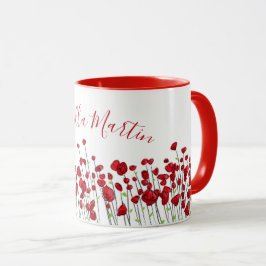 Caneca Campo de papoilas vermelhas